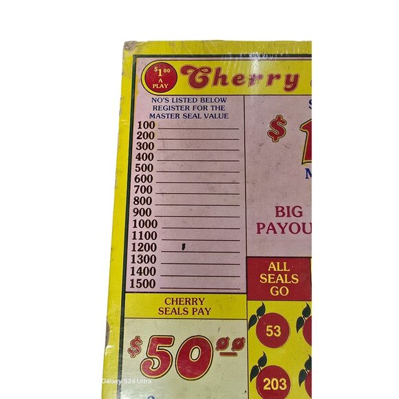 Vtg Cherry Pickin Time Wood Punchboard Game 15"x11" Bar Pub Game Room Decor NOS - Picture 6 of 14